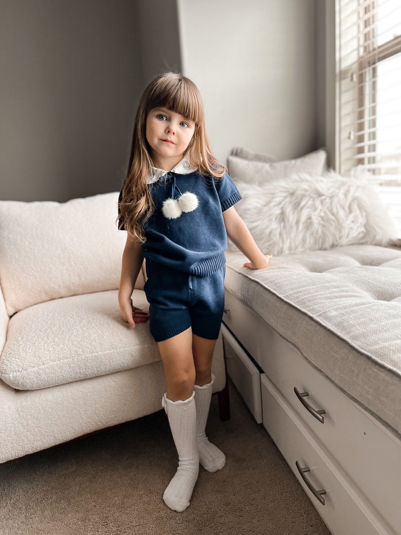Boy | Billie Knit Top and Shorts Set | Navy