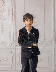 Boy | Charlie Velour Tuxedo Pants | Black