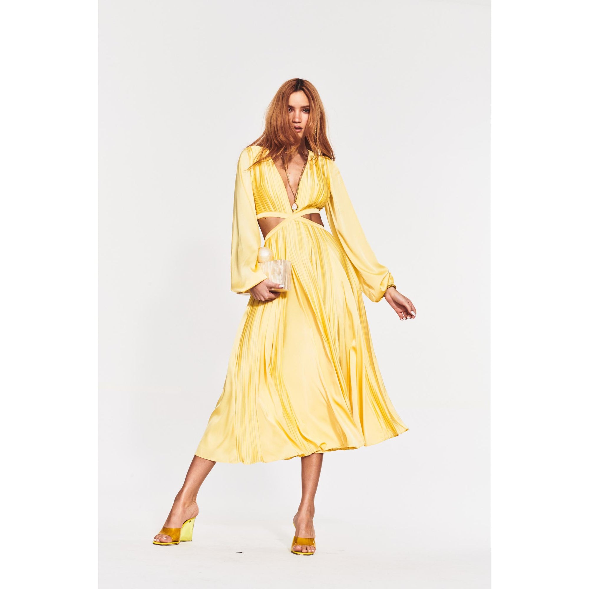 Bree Yellow Midi Dress