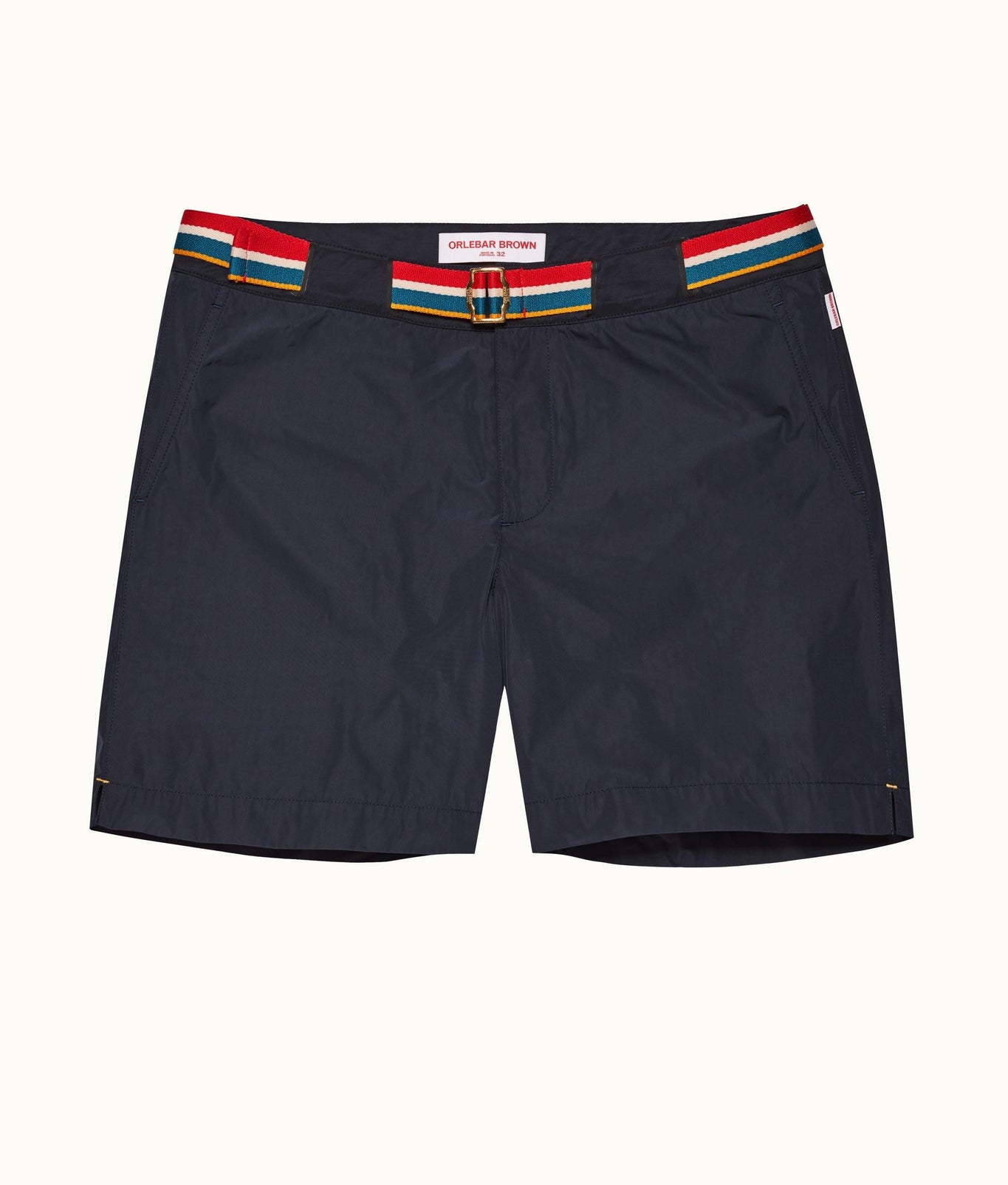 Bulldog O.B Stripe Belt Mid-Length Swim Shorts | Night Iris