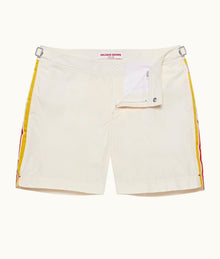 Bulldog Palm Stripe Tape Mid-Length Swim Shorts | White Sand
