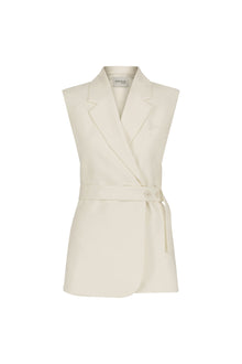 Sleeveless Belted Blazer | Cream