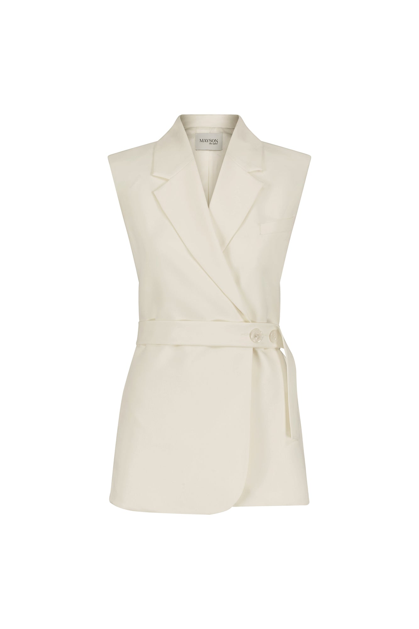 Sleeveless Belted Blazer | Cream