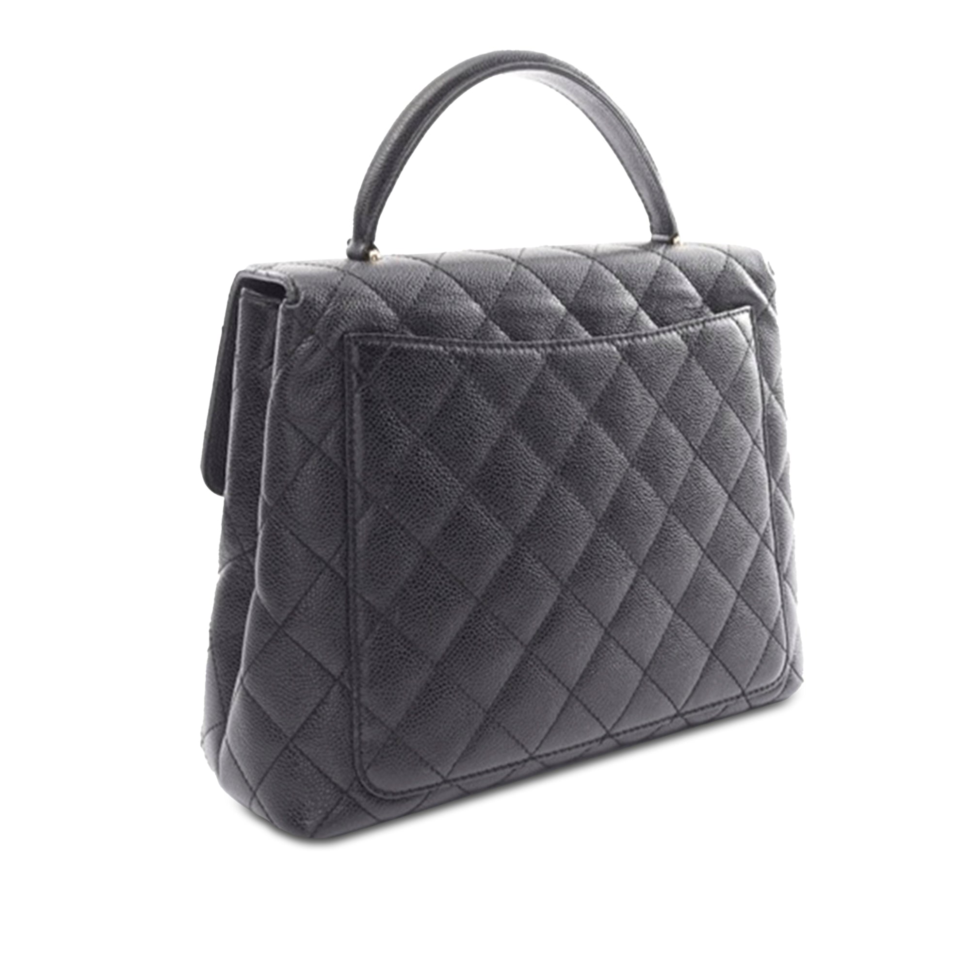 Chanel | Pre-Owned CC Quilted Caviar Kelly Top Handle Bag | Black