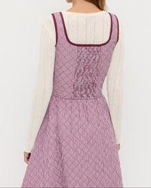Callista Tie-Front Vest in quilted cotton maroon gingham.