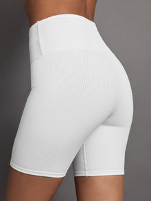 Carbon38 | Ribbed Biker Short | White