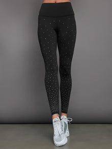 Carbon38 | Rhinestones High Rise Full-Length Legging In Diamond Compression | Black