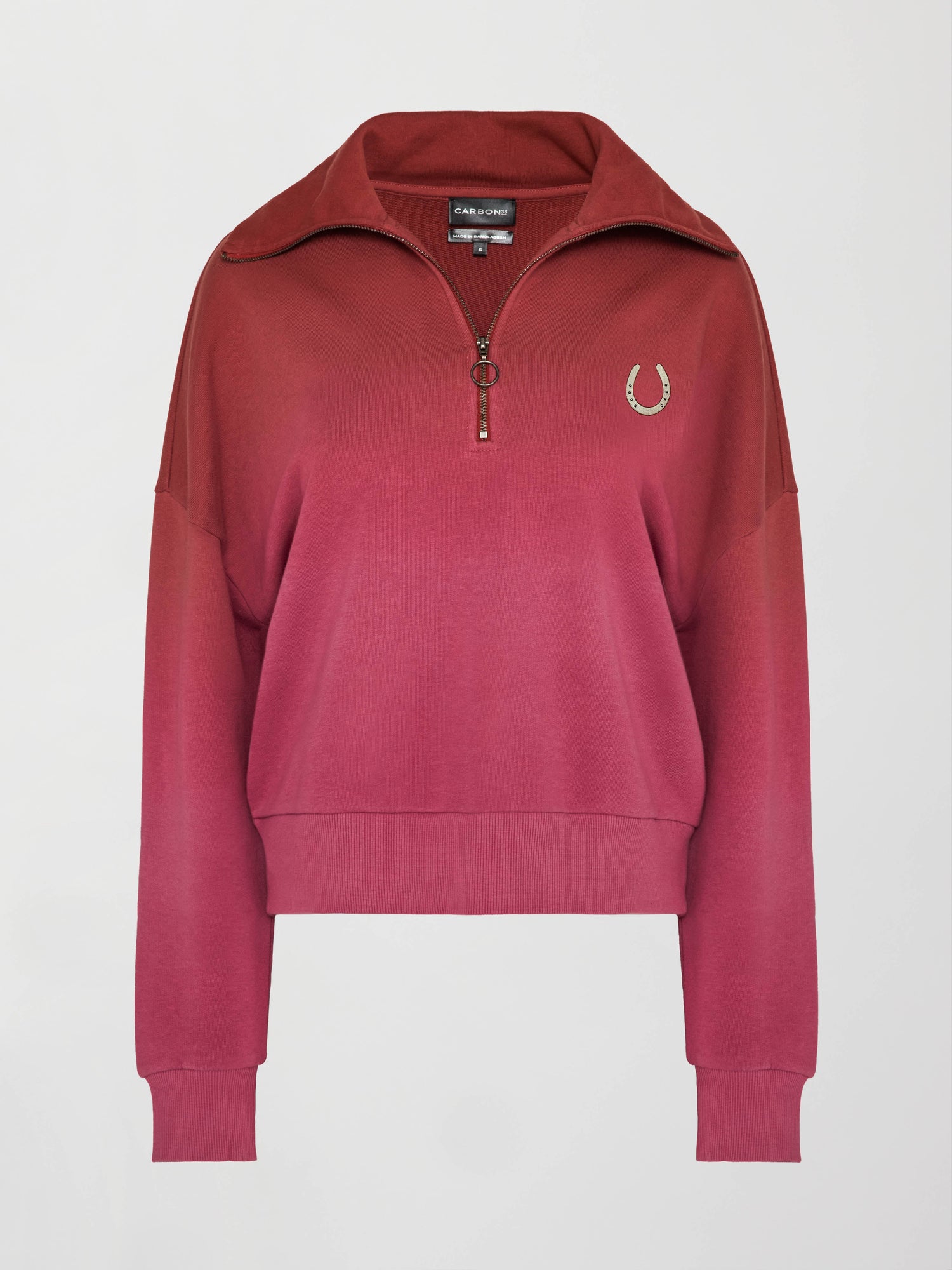 Carbon38 | Ombre French Terry Half Zip // Horseshoe | Merlot To Magenta Haze