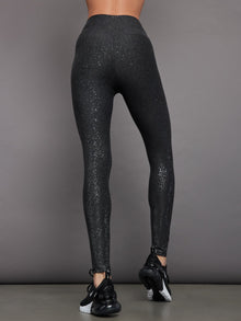 Carbon38 | Foil Legging In Melt | Dark Heather Grey With Gunmetal Foil