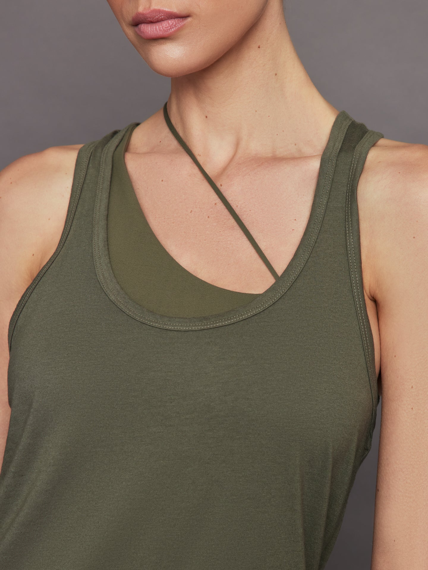 Carbon38 | Long Racerback Tank | Olive