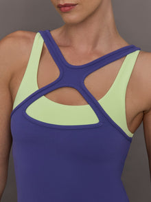 High Neck Cut Out Colorblock Tank in Melt | Future Dusk/ Matcha
