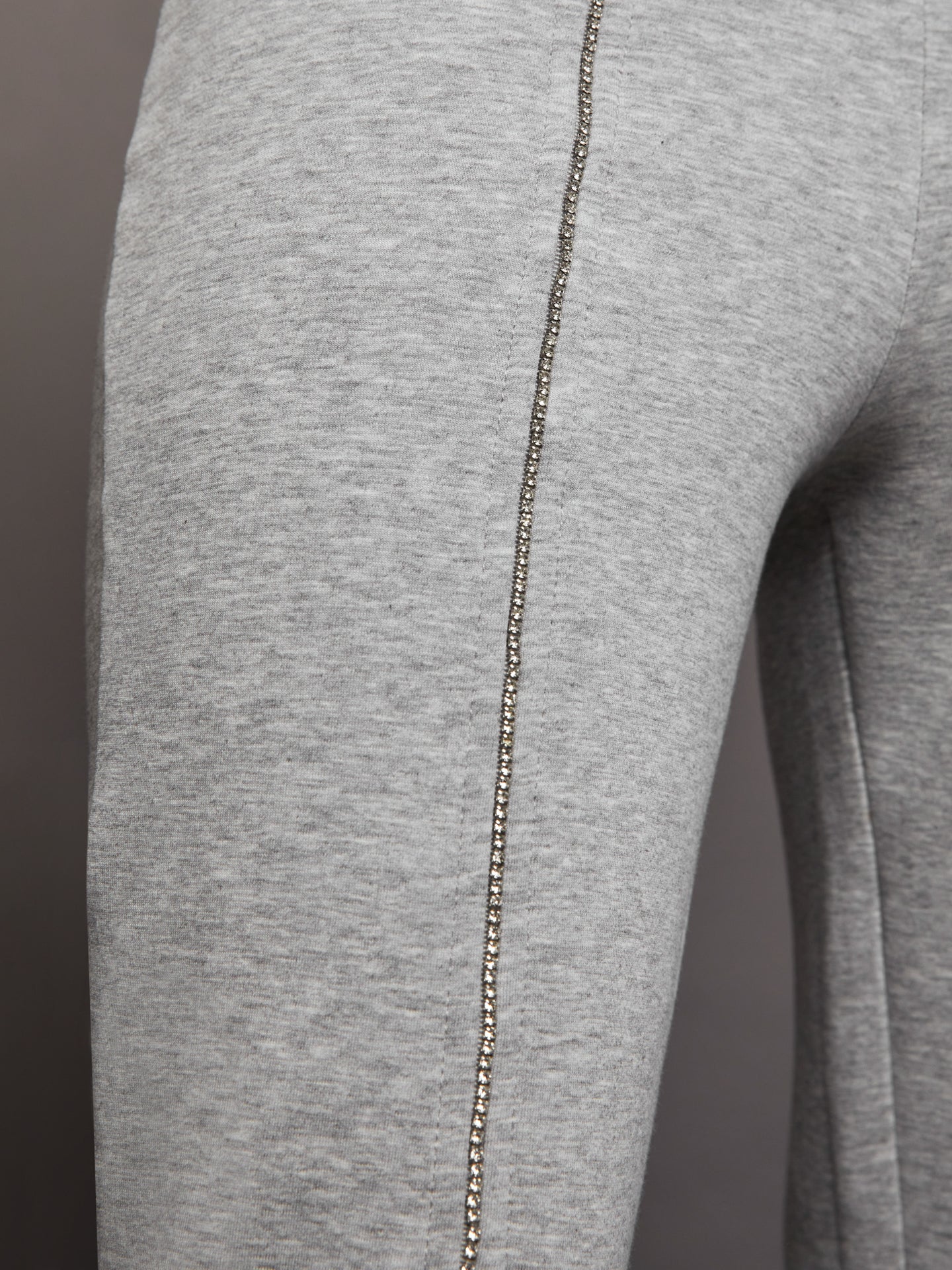 Carbon38 | Rhinestone Front Slit Sweatpant | Heather Grey