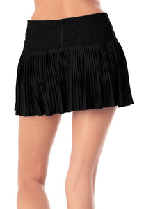 Long Pleated Smocked Skirt | Black