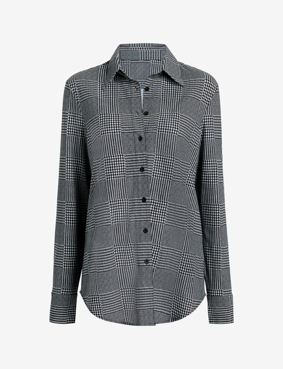 Button Down Shirt::Houndstooth Plaid::Main
