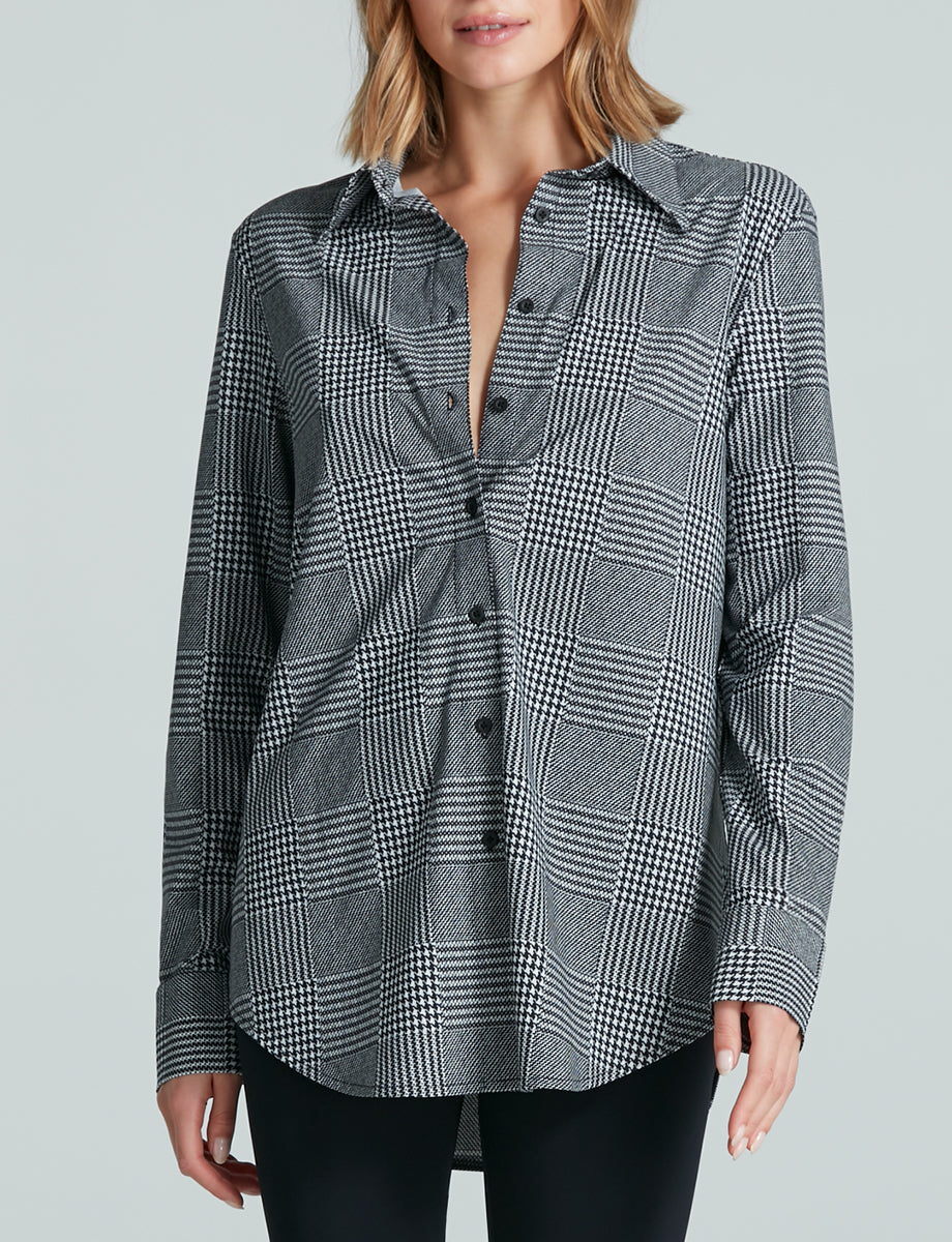 Button Down Shirt::Houndstooth Plaid::Hover