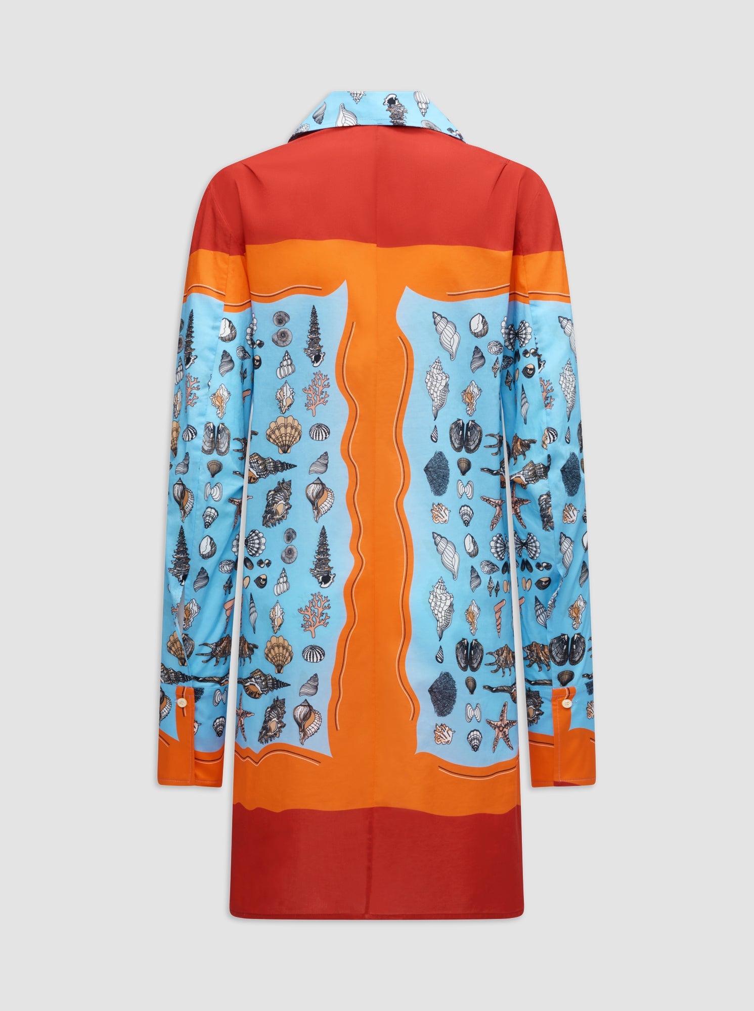 Charisse Printed Shirt Dress | Orange/Blue