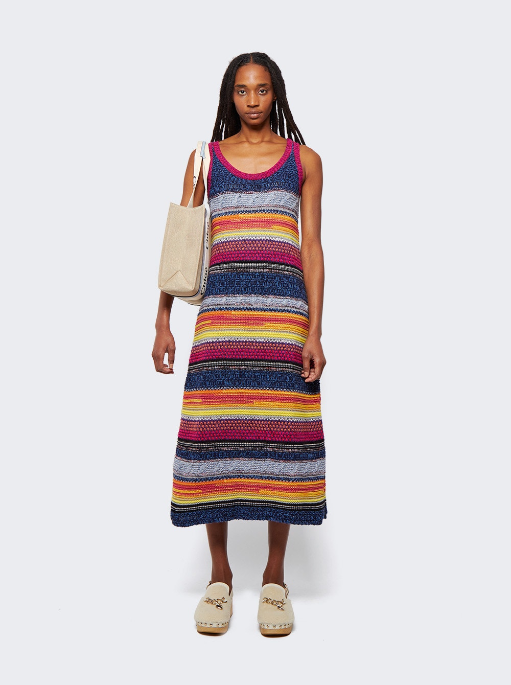 Women | Chloé | Striped Knitted Midi Dress | Multicolor