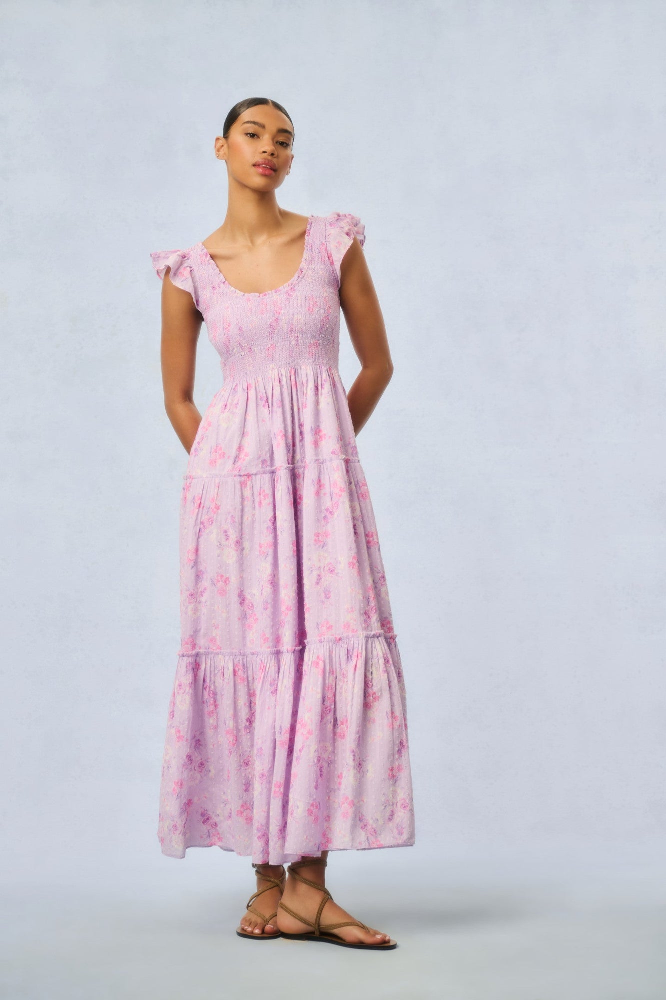 Chessie Heirloom Print Cotton Maxi Dress | Hibiscus
