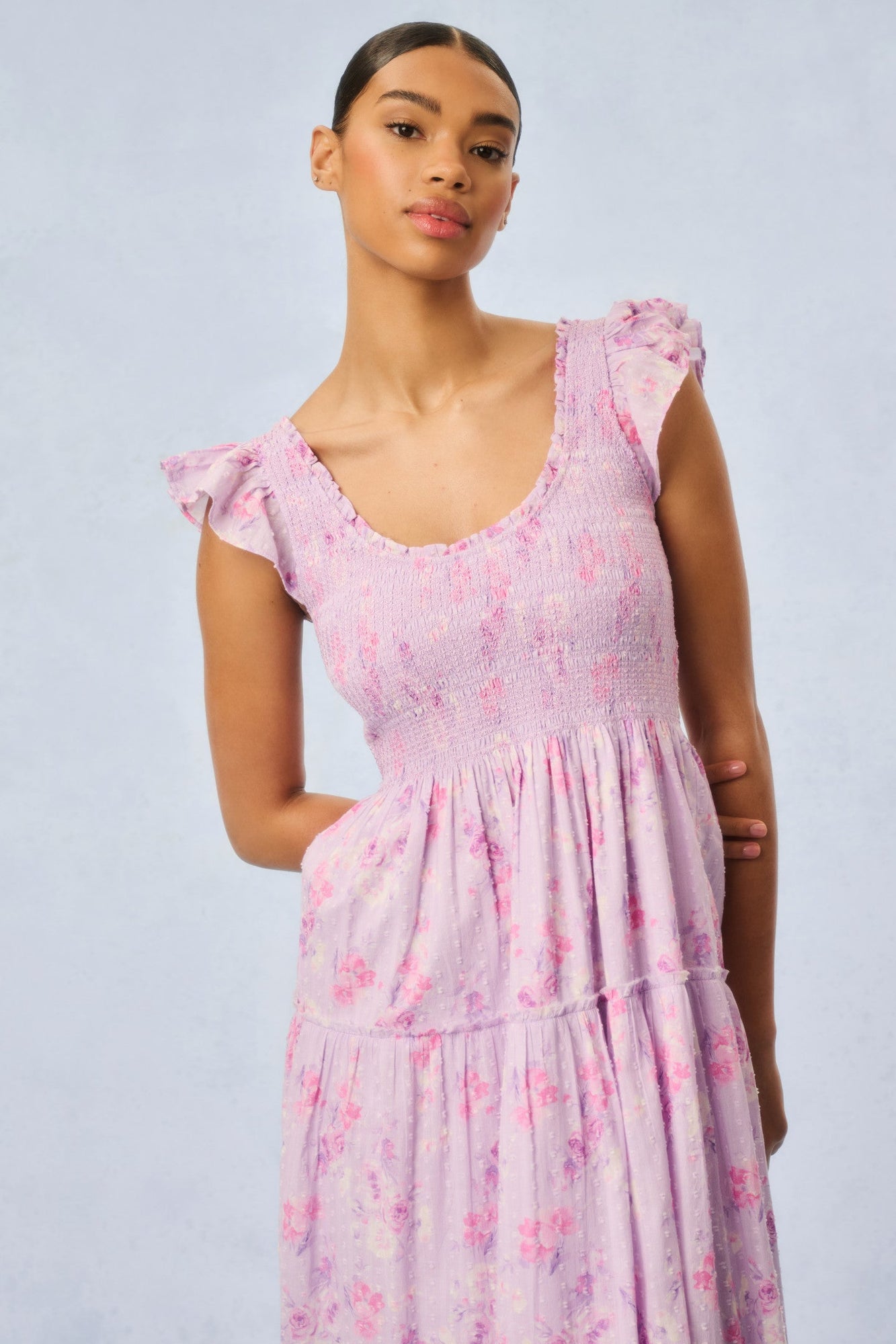 Chessie Heirloom Print Cotton Maxi Dress | Hibiscus