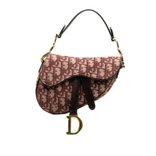 Dior | Pre-Owned Mini Oblique Canvas Saddle Bag | Red/Bordeau