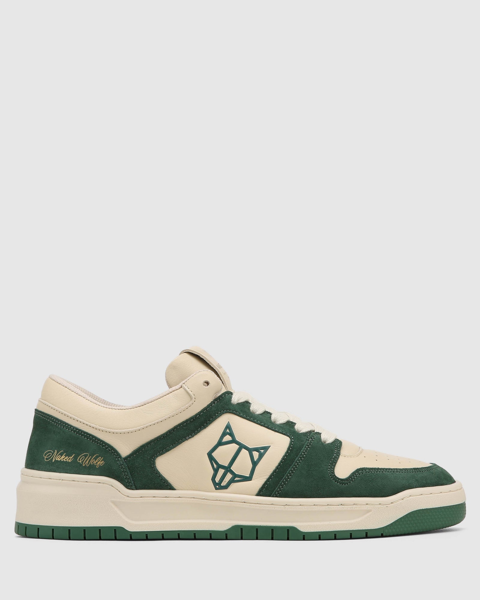 Mens | CM-01 Leather/Cow Suede Combo Sneaker | Bone/Green