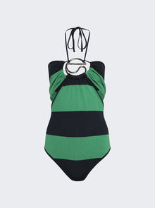 Women | Coperni | Knitted Striped Bodysuit Green And Blue