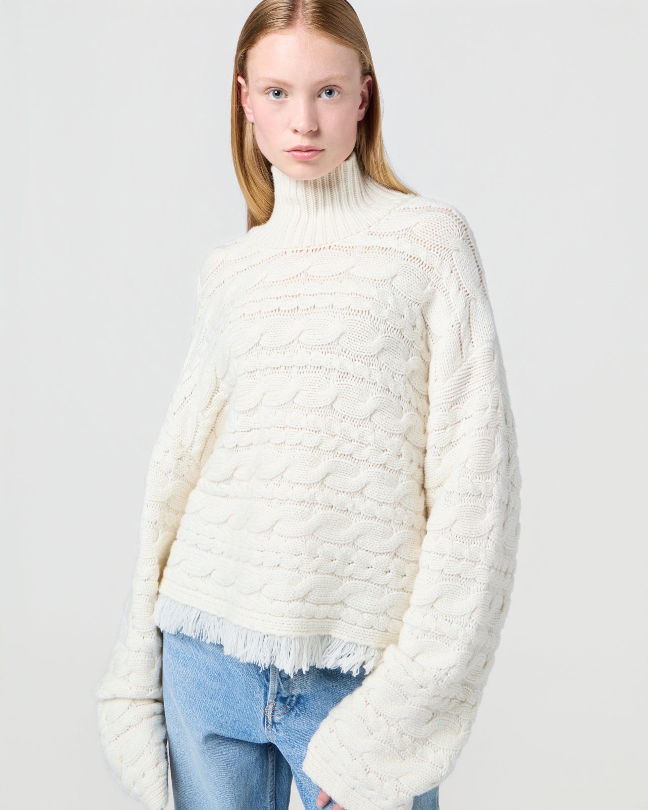 Cropped Cable Tnk | Cream
