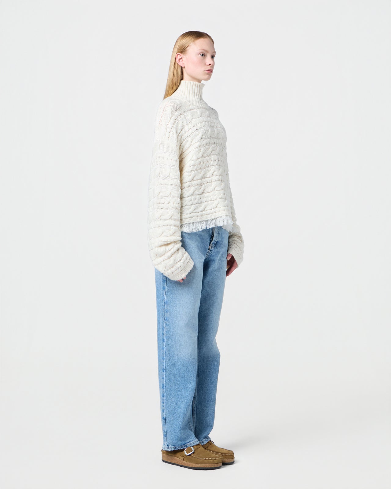 Cropped Cable Tnk | Cream