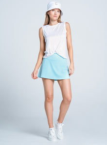 Retro Stripe Twist Front Tank | White