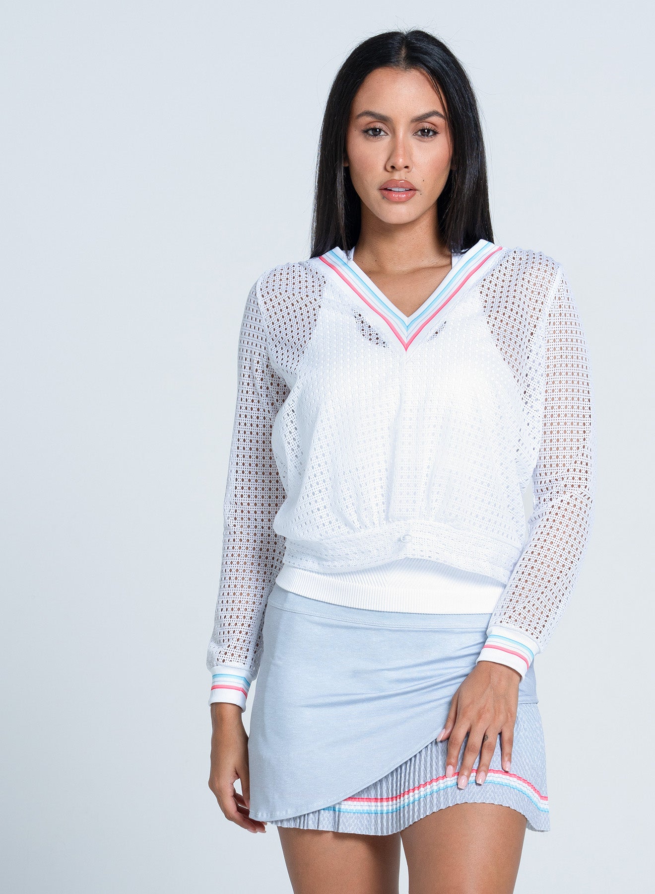 Retro  Stripe Pullover | White