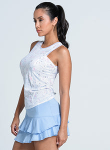 Love Me Blue Tie Back Tank | White