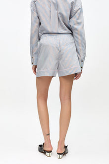 Candy Striped Elasticated Shorts | Soft Chambray