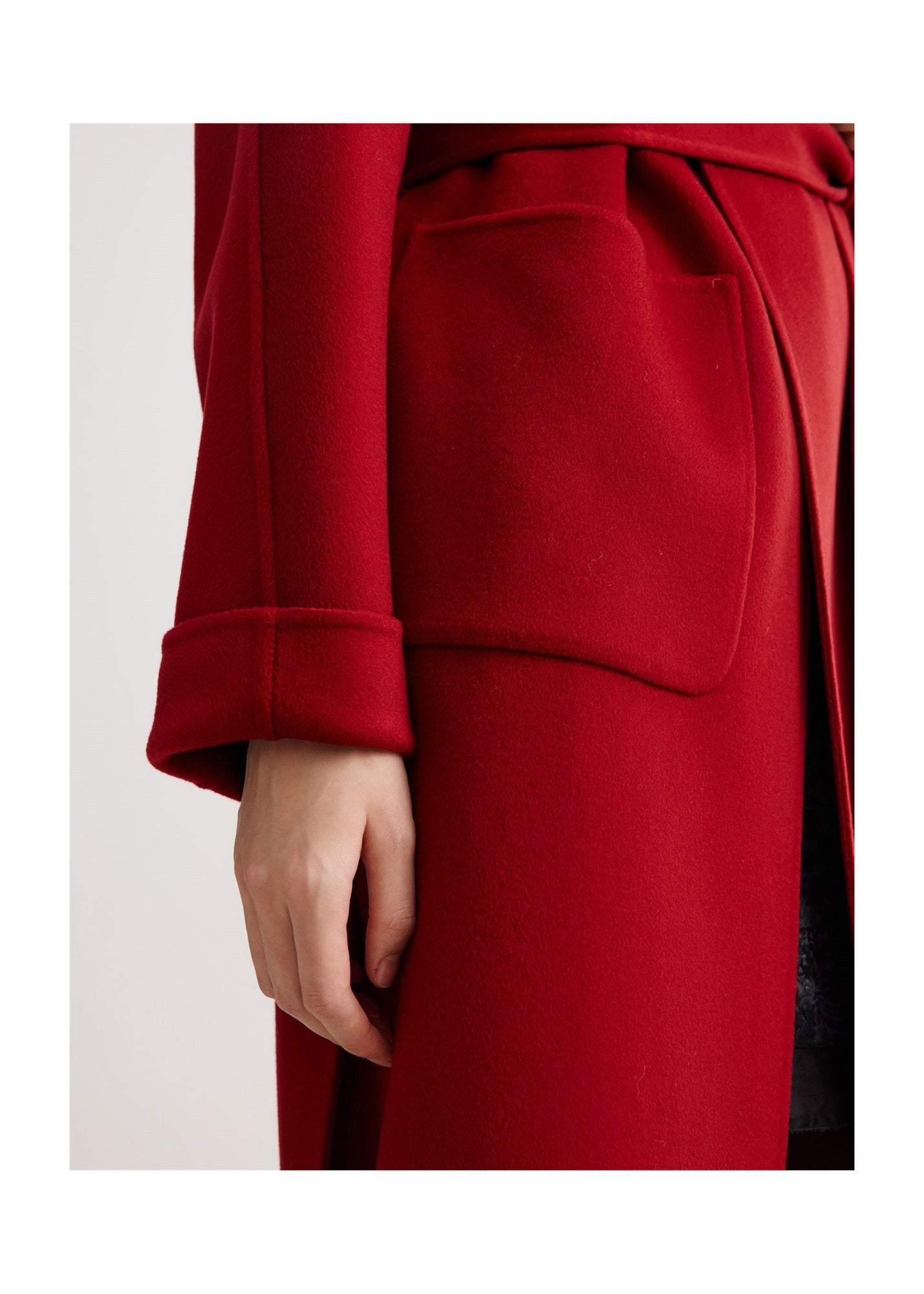 Cashmere-Wool Double-Faced Coat | Red