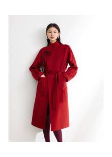 Cashmere-Wool Double-Faced Coat | Red