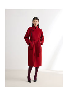 Cashmere-Wool Double-Faced Coat | Red