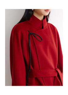 Cashmere-Wool Double-Faced Coat | Red