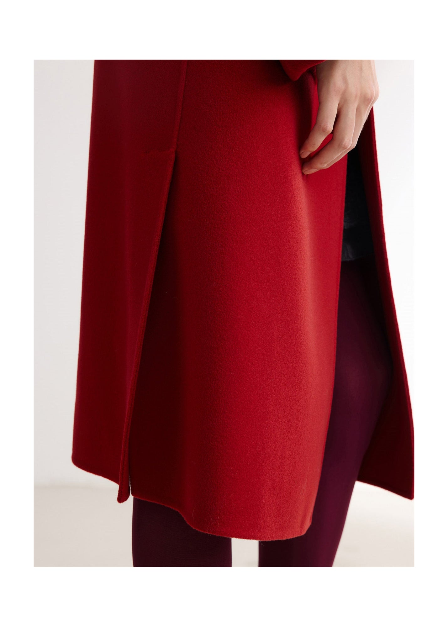 Cashmere-Wool Double-Faced Coat | Red