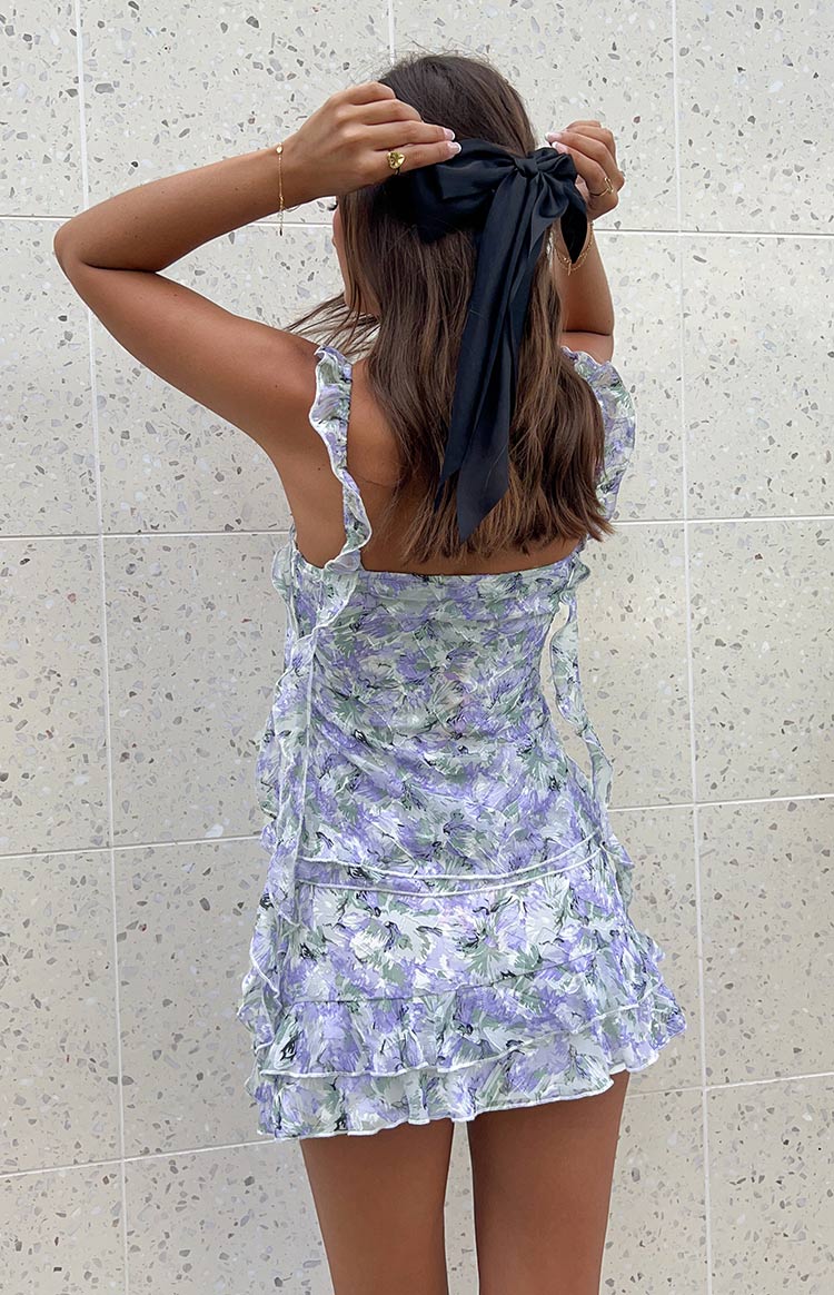 Caspian Floral Print Chiffon Mini Skirt | Purple