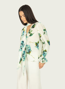 Eliana Blouse | Watercolor Blue Floral