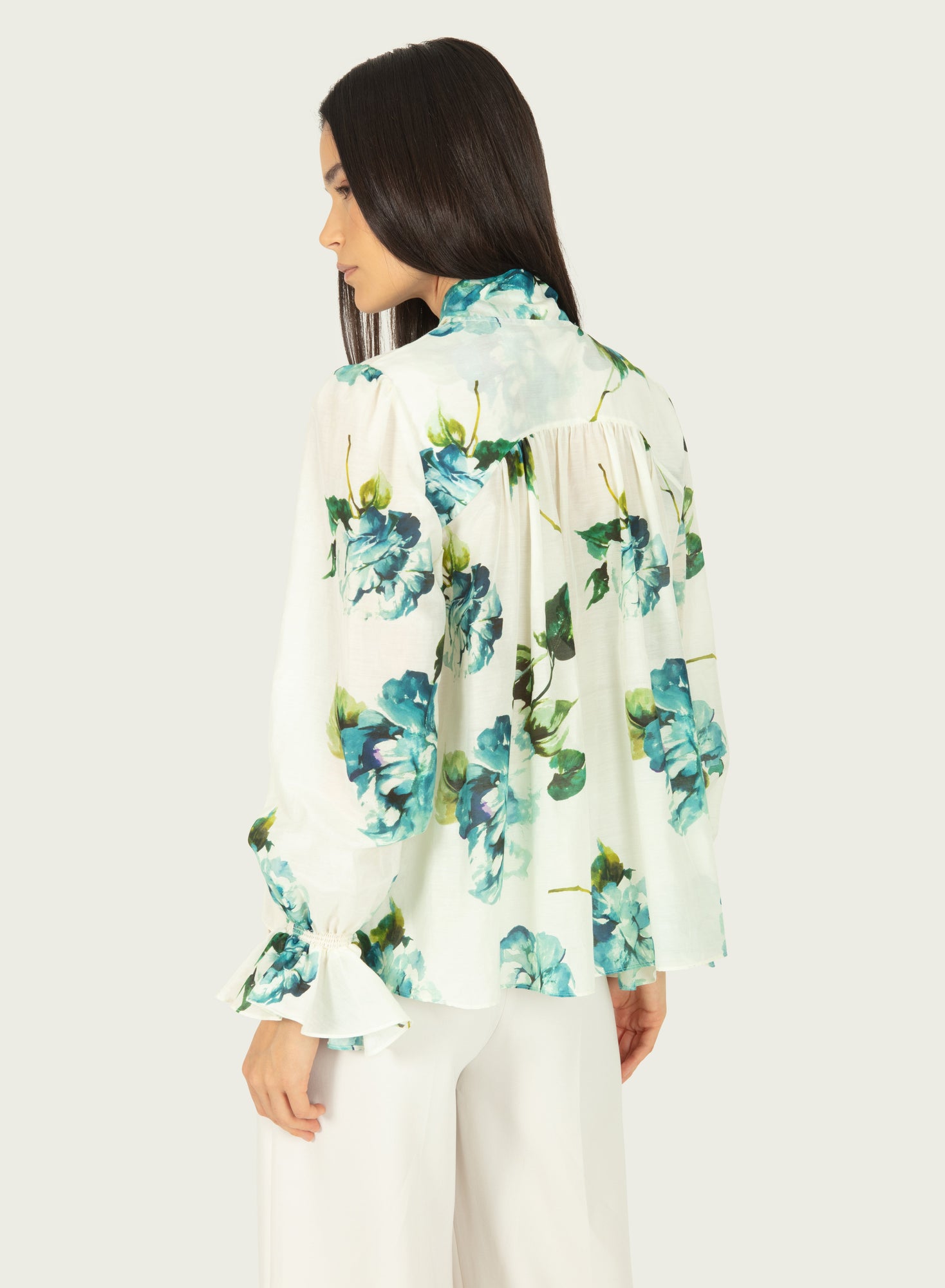 Eliana Blouse | Watercolor Blue Floral