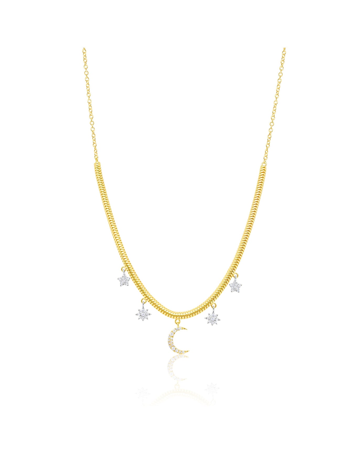 Celestial Snake Chain Necklace | 14K Two Tone Gold