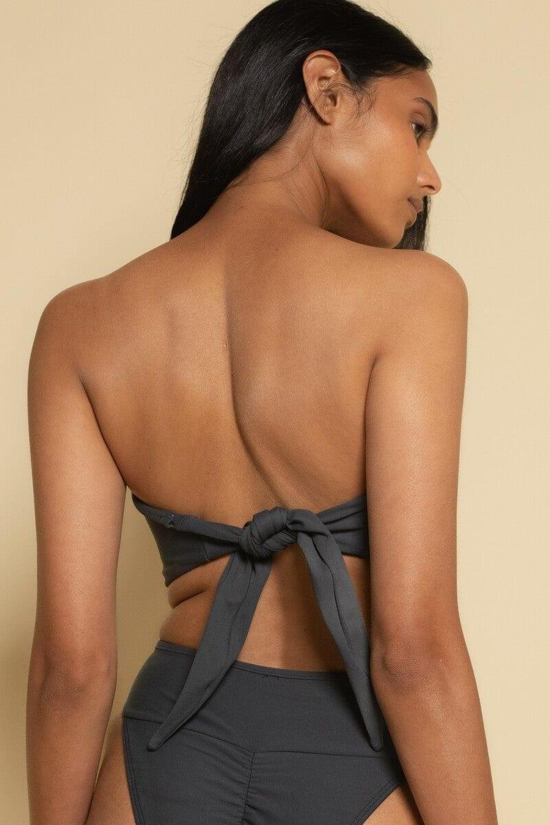 Tori Ties Bandeau Bikini Top | Charcoal