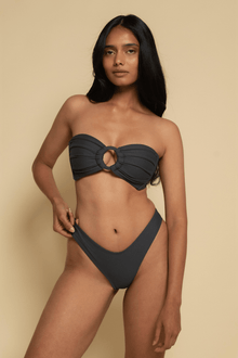 Tori Ties Bandeau Bikini Top | Charcoal