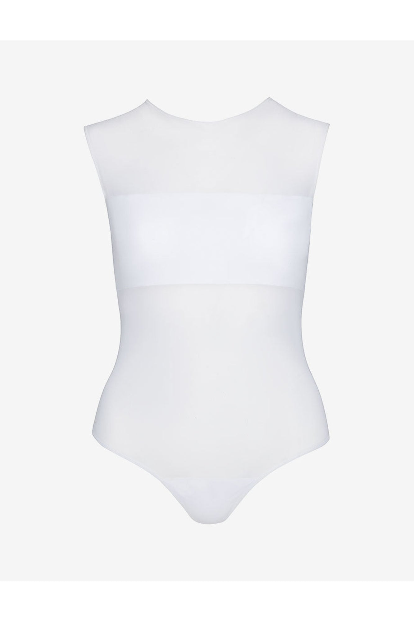 Chic Mesh Signature Paneled Bodysuit | White