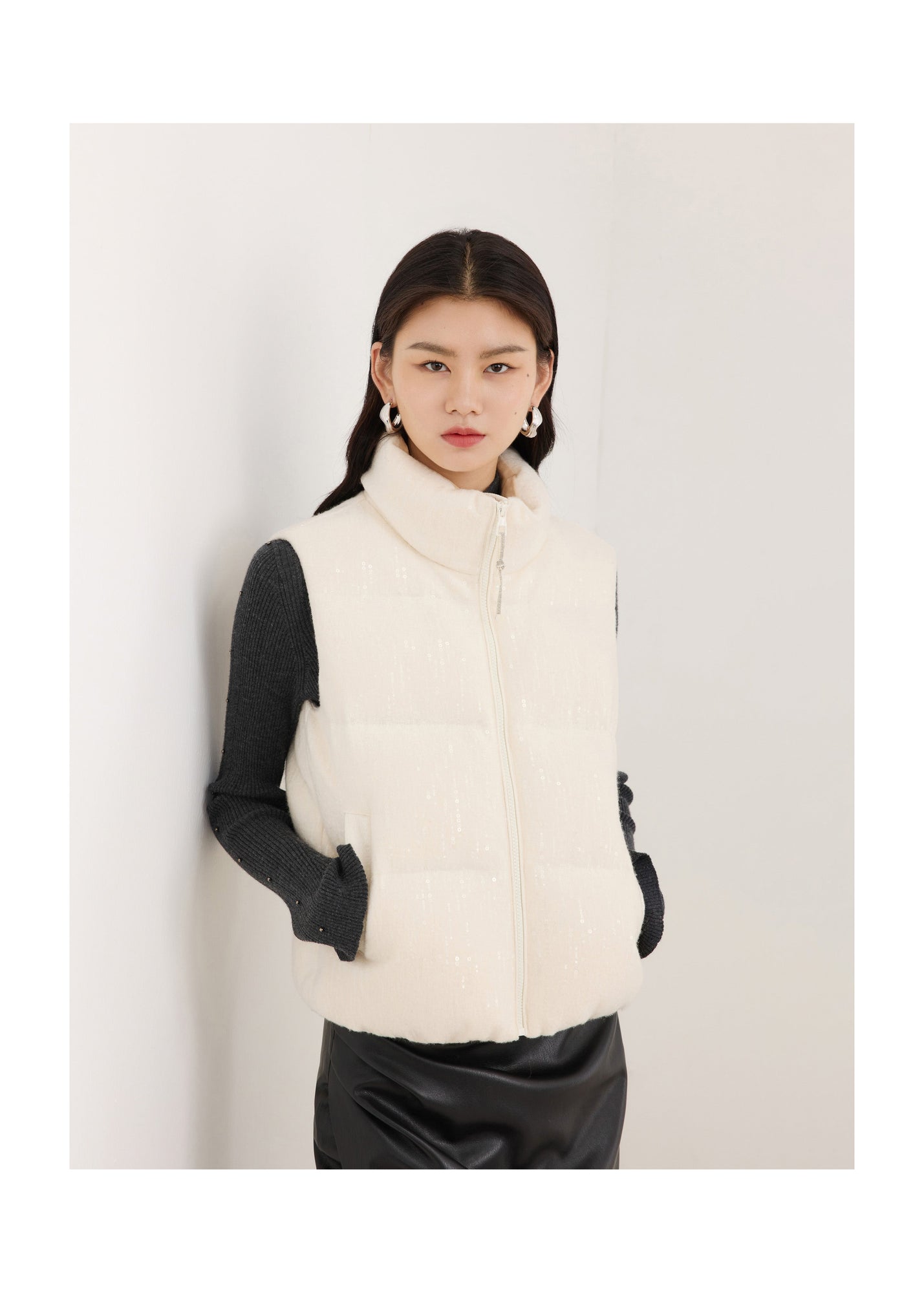 Contrast Sleeve Hoodie | Cream