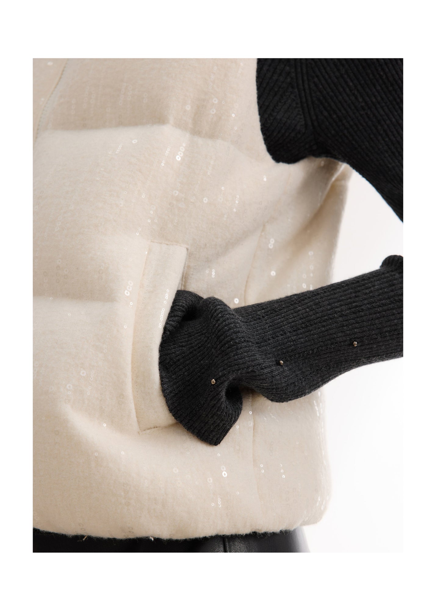 Contrast Sleeve Hoodie | Cream