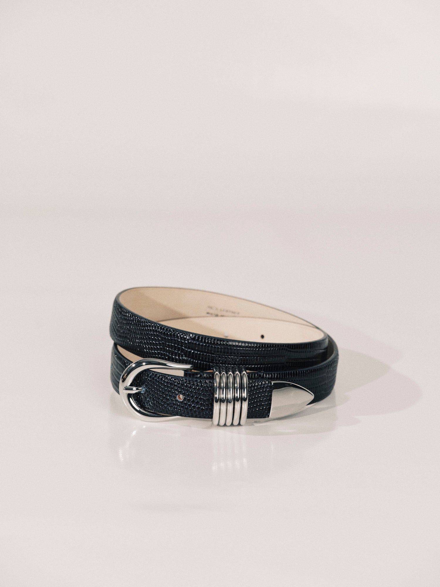 Hollyhock Belt | Navy Lizard & Silver
