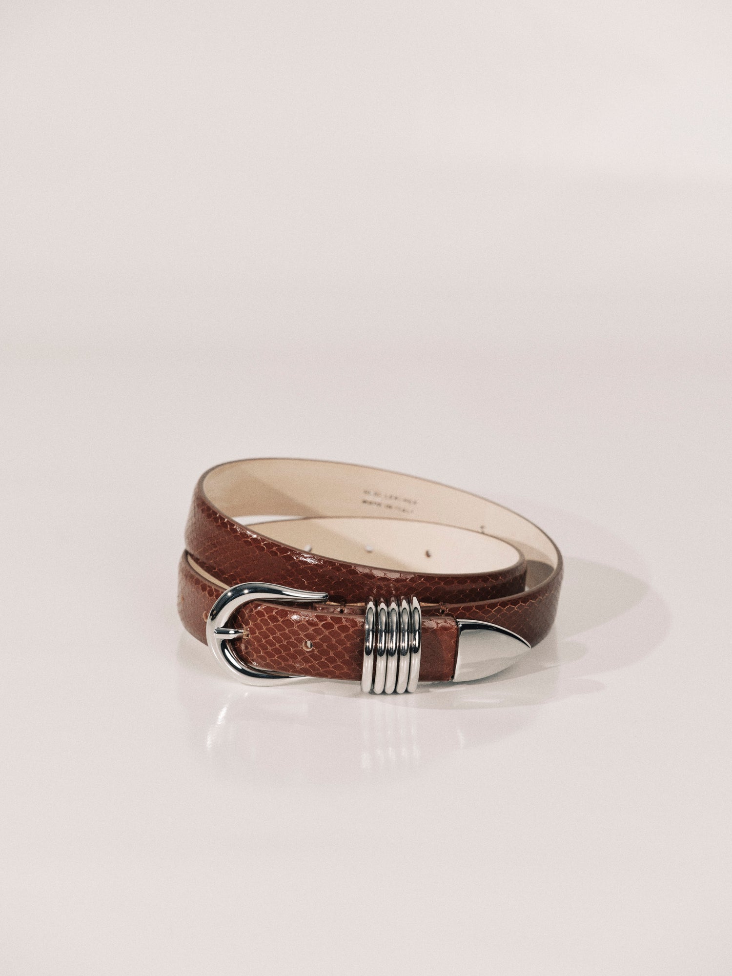 Hollyhock Belt | Camel Reptile & Silver