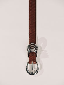 Hollyhock Belt | Camel Reptile & Silver
