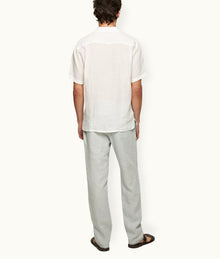 Cornell Linen Tailored Fit Washed Linen Trousers | White Jade